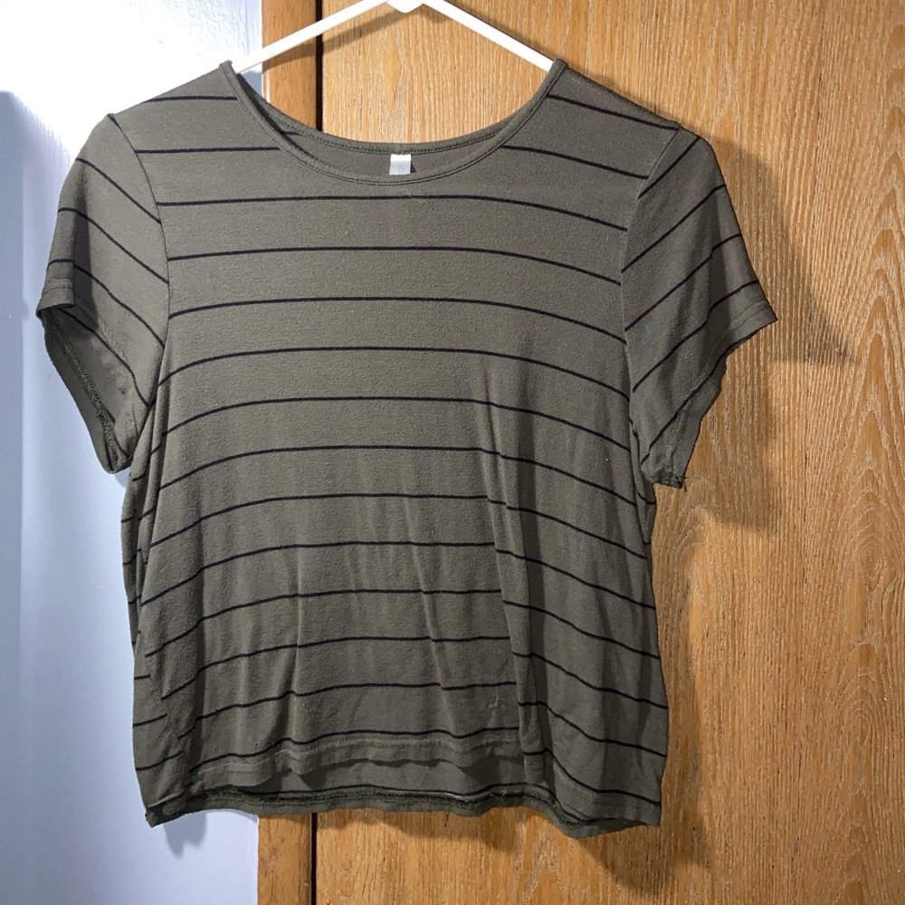 Green and black striped t shirt